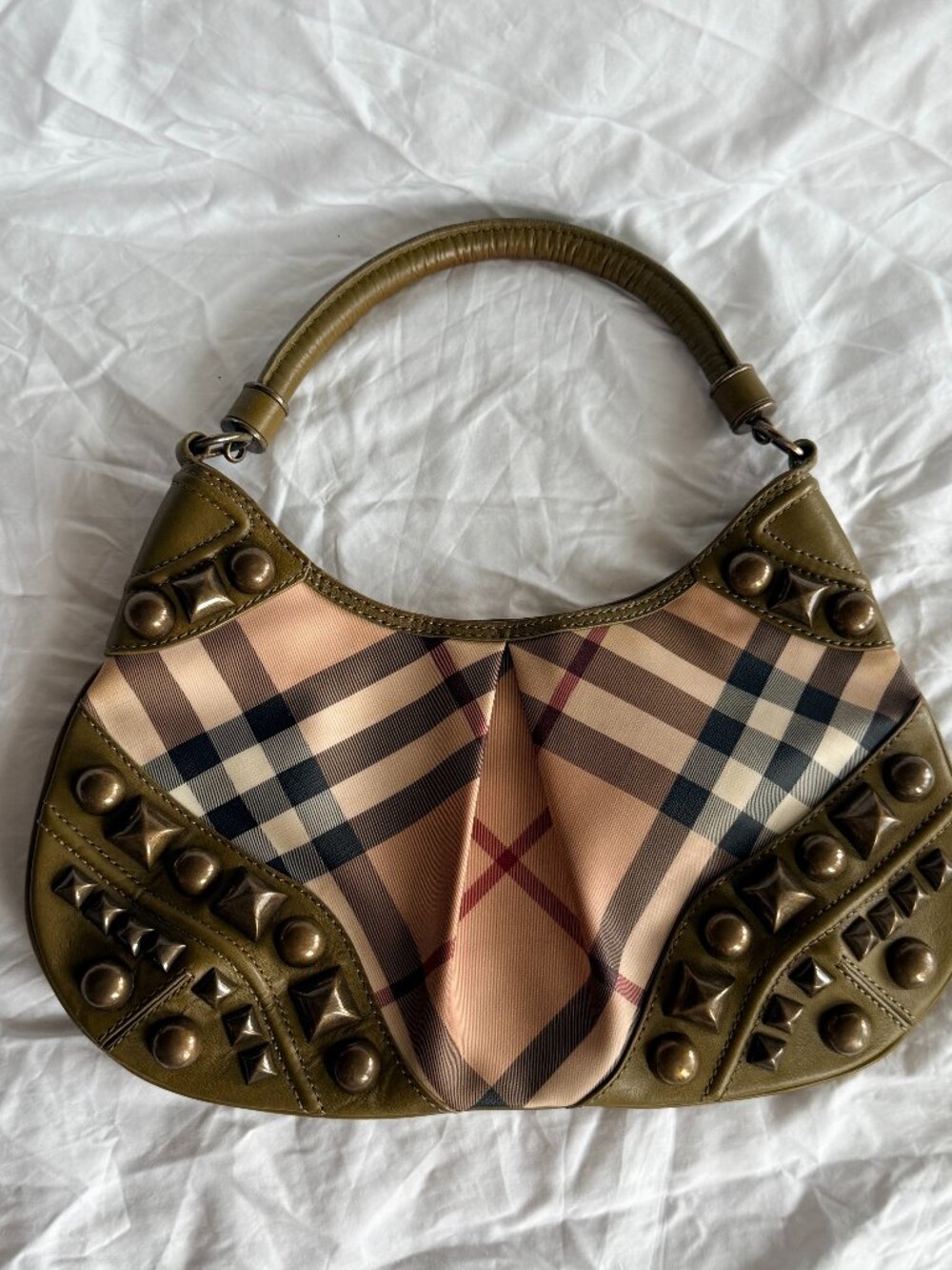 Burberry Alverton Olive Studded Hobo - $1285